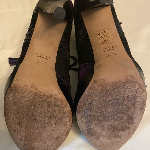 Gucci black and purple stiletto platform brogue wingtip - Picture 6 of 8